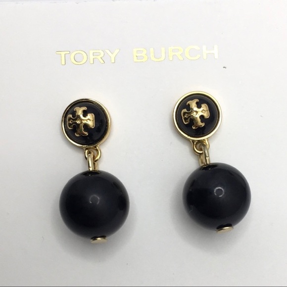 ⭐️Host Pick⭐️Tory Burch Black Pearl Gold Kira Drop Earrings - Picture 5 of 9